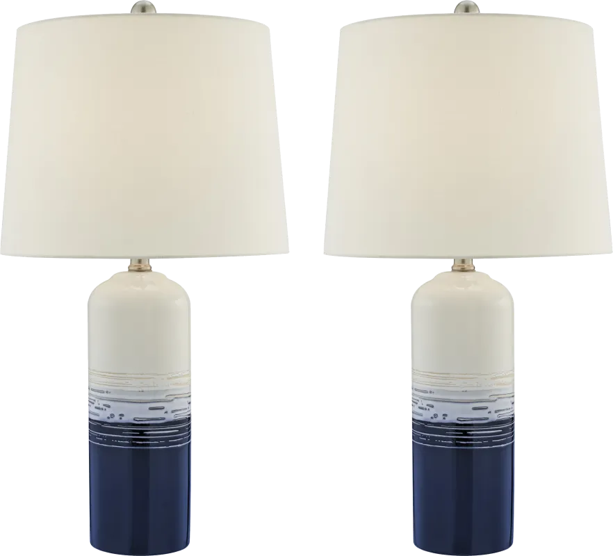 Pamie Place Blue Table Lamps, Set of 2