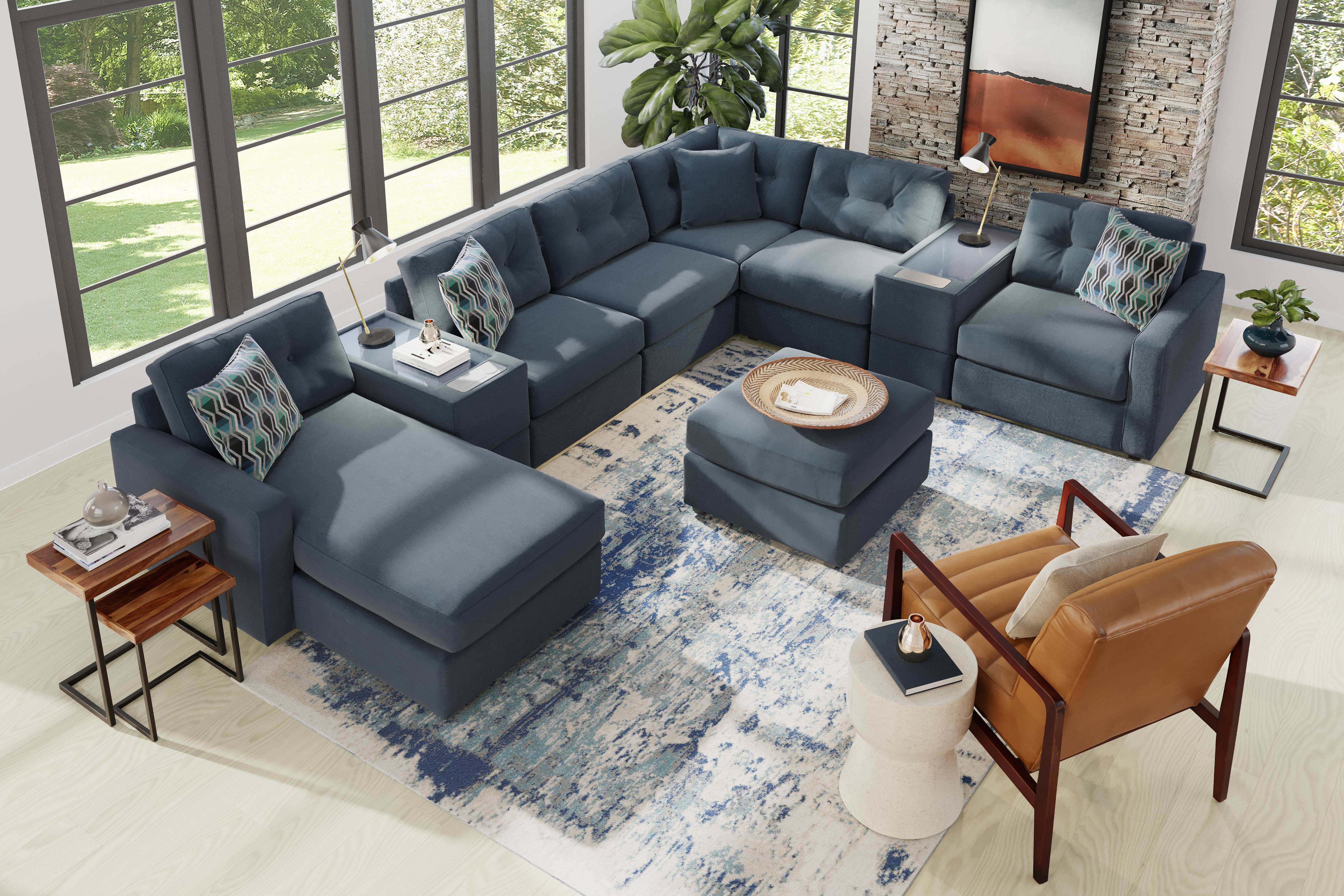 ModularOne Indigo 8 Pc Sectional with Media Consoles - Thumbnail - Image 2