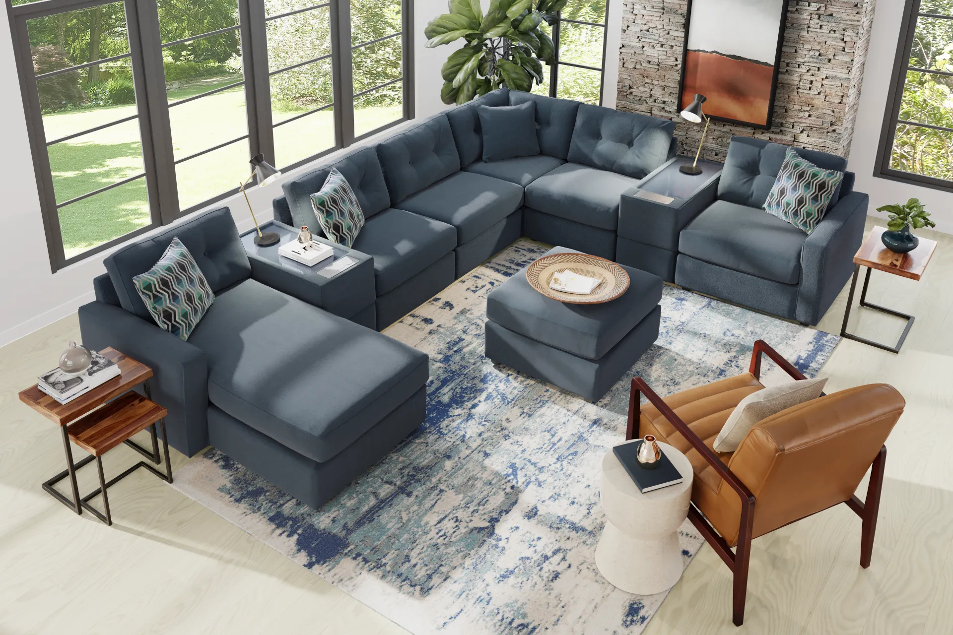 Indigo 8 Pc Power Reclining ModularOne with Media Consoles - Image 1