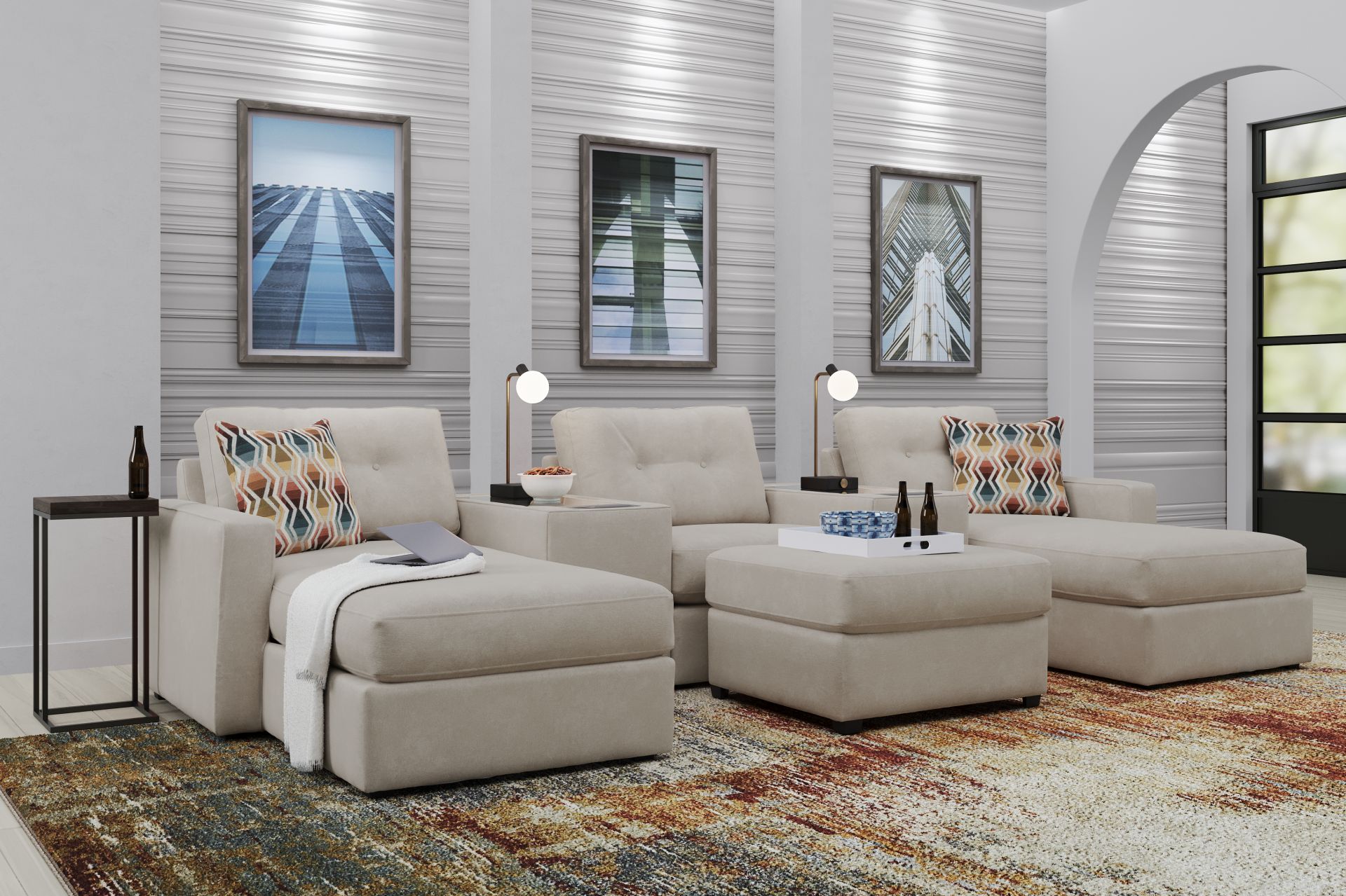 Beige 6 Pc ModularOne with Media Consoles - Image 2