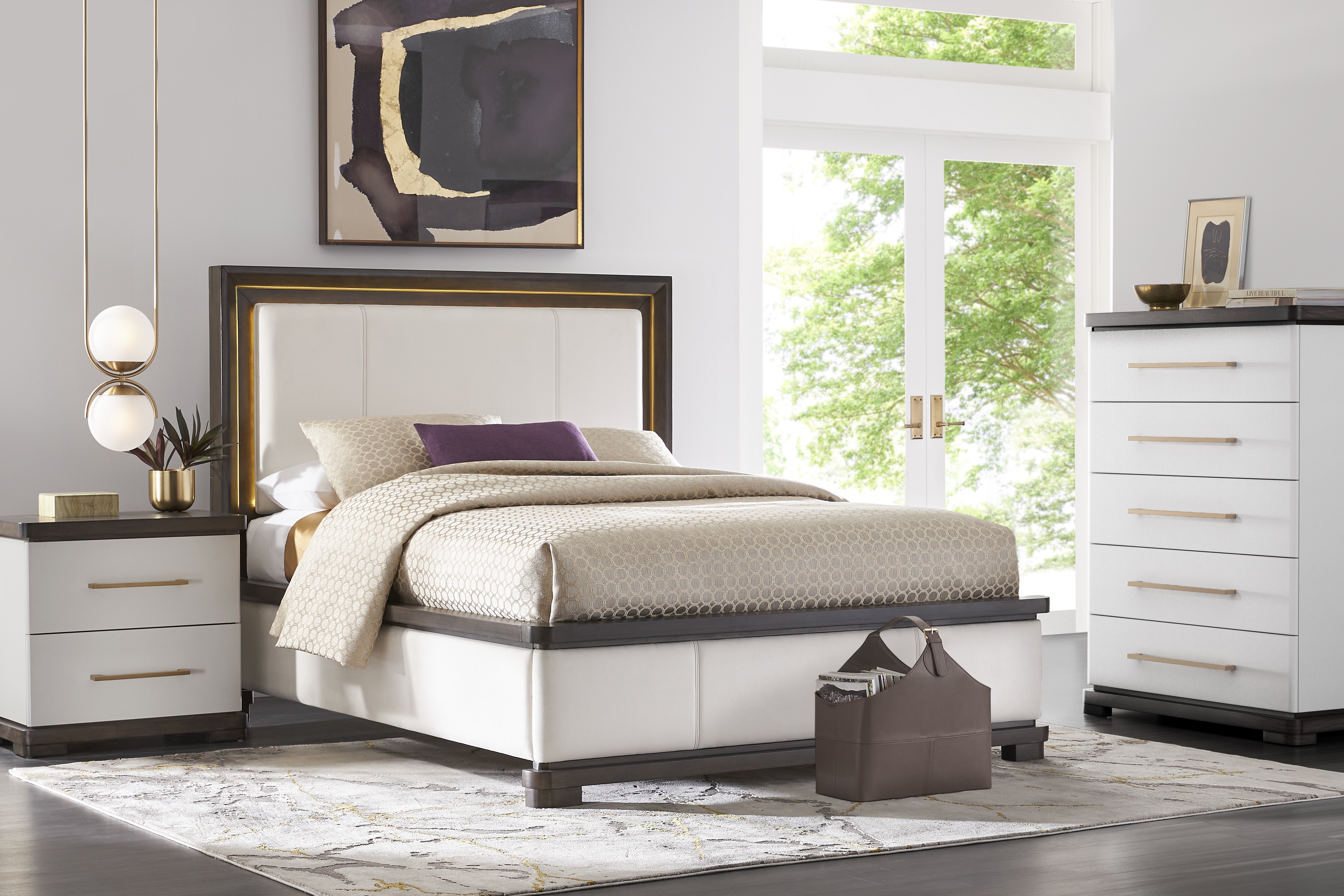 Elko Falls White 5 Pc King Upholstered Bedroom - Thumbnail - Image 1