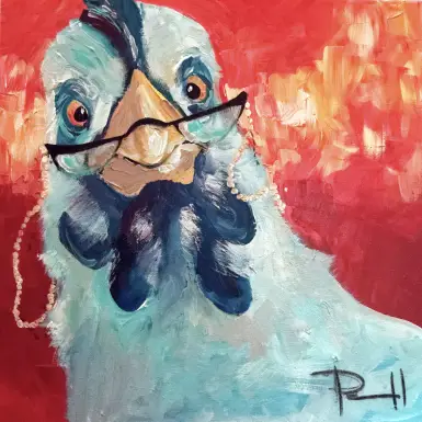 Kids Educated Chicken Blue Artwork