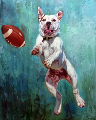Kids Doggy Catch Blue Artwork