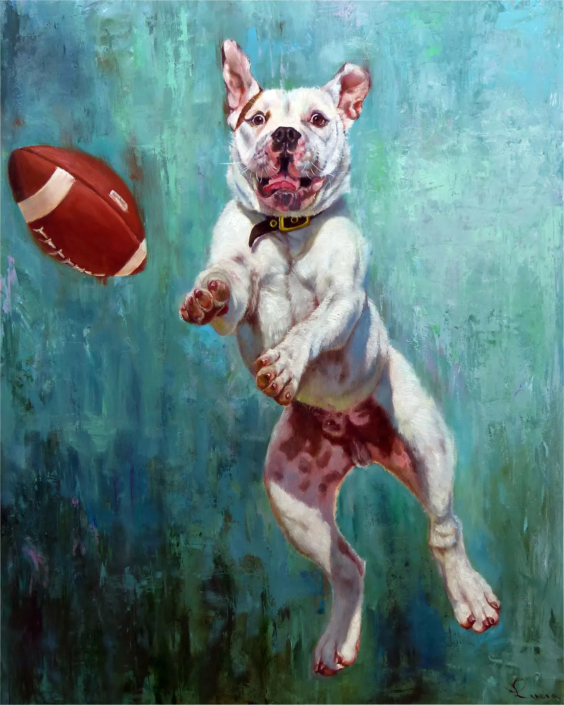 Kids Doggy Catch Blue Artwork - Image 1