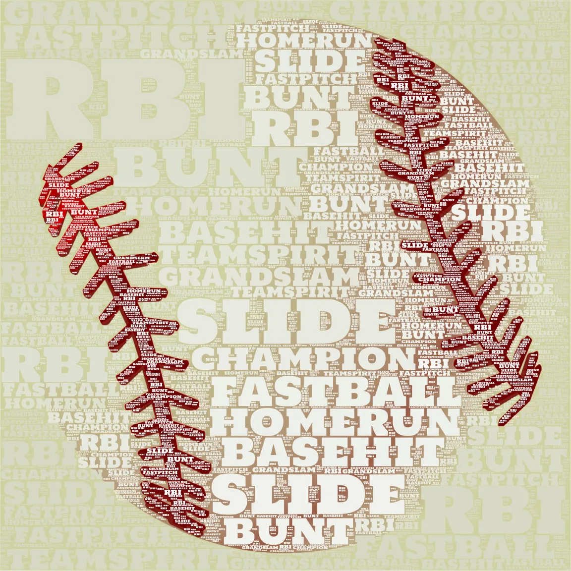 Kids Baseball Jargon Cream Artwork - Image 1