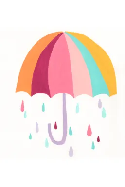 Kids Colorful Rain White Artwork