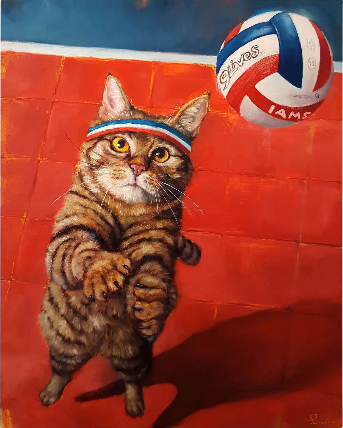 Kids Cat Volley Red Artwork - Image 1