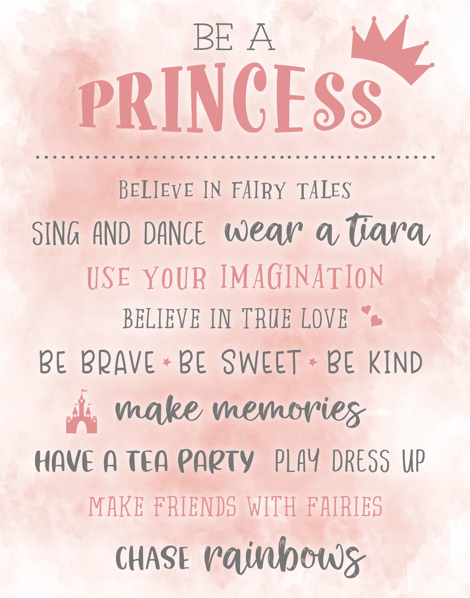 Kids Princess Guidelines Pink Artwork - Image 1