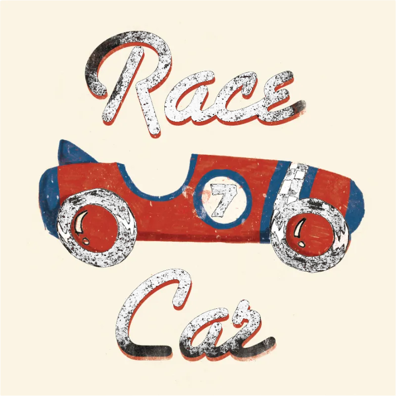 Kids Lucky Race Car Red Artwork