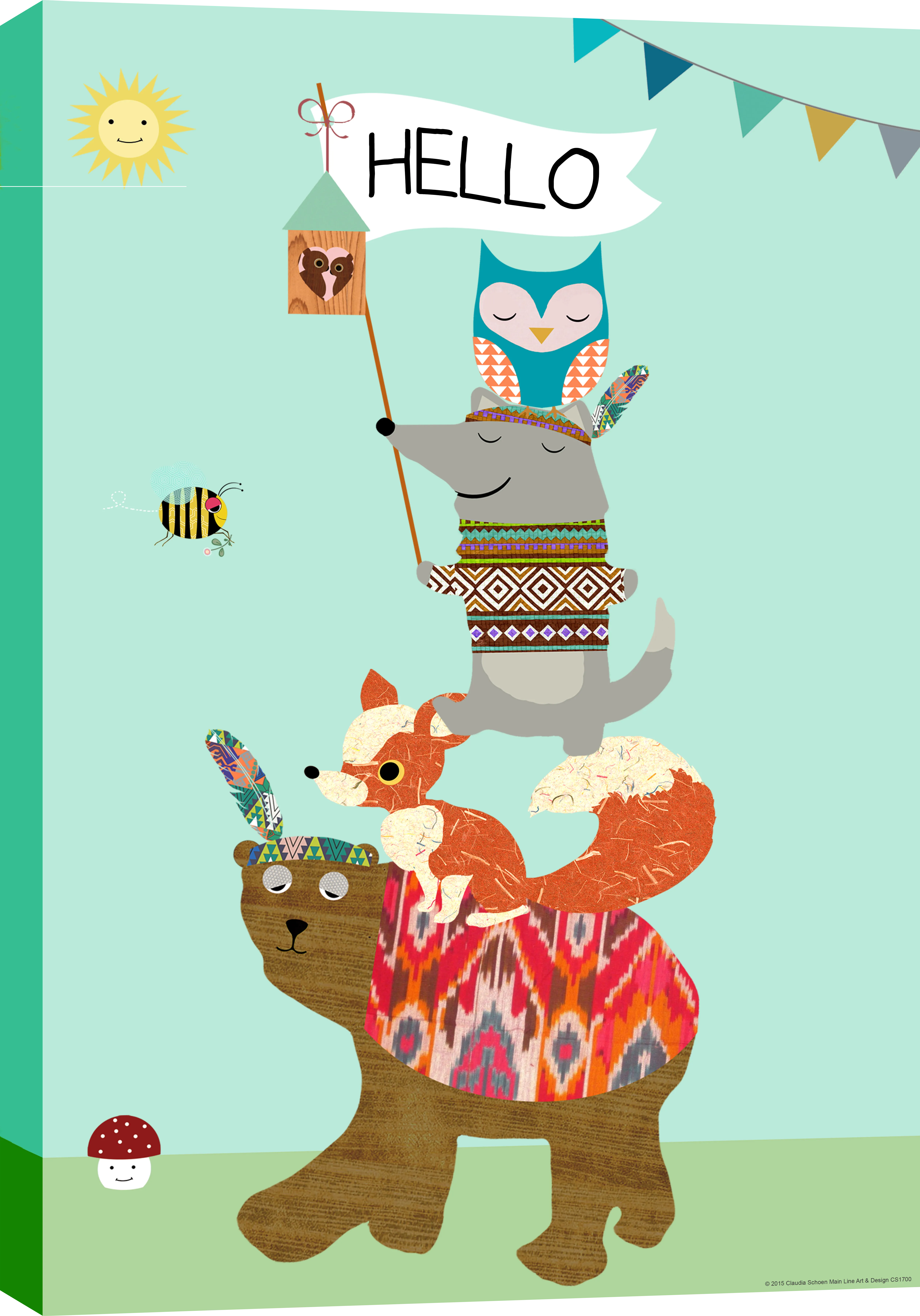 Kids Circus Friends Seafoam Artwork - Thumbnail - Image 1