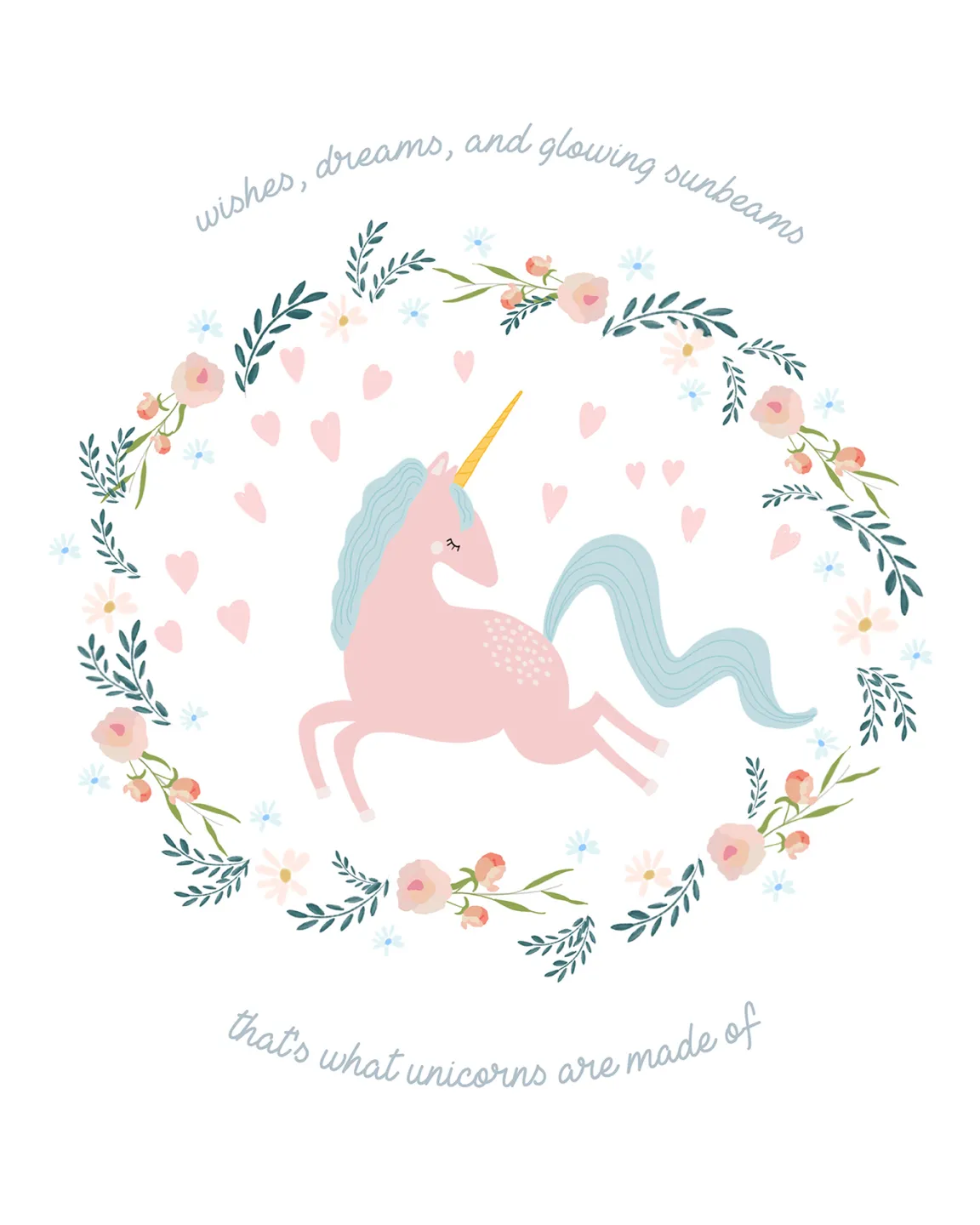 Kids Wishful Unicorn White Artwork - Image 1