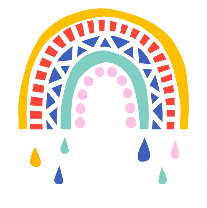Kids Rainbow Mosaic White Artwork
