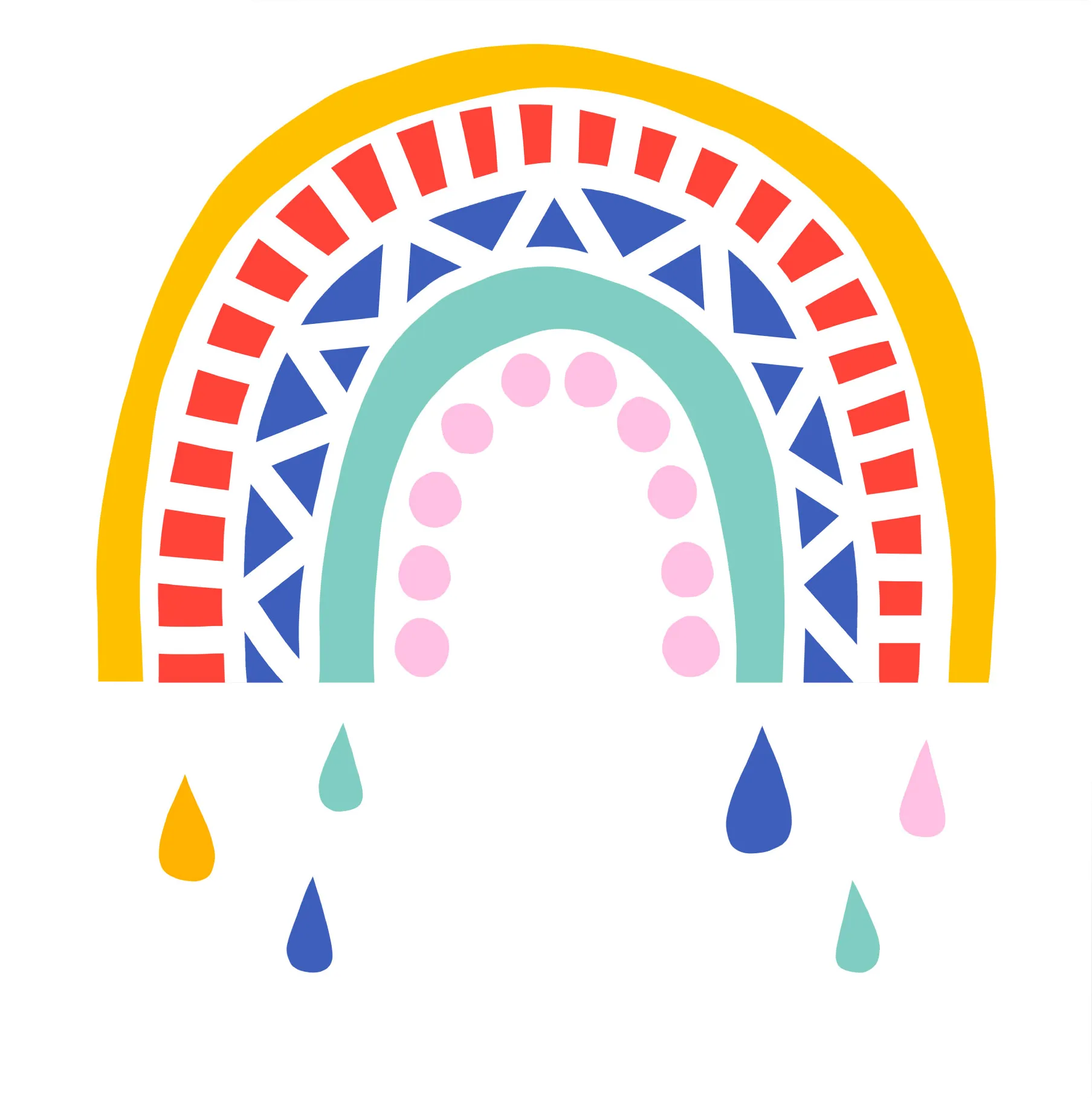 Kids Rainbow Mosaic White Artwork - Image 1