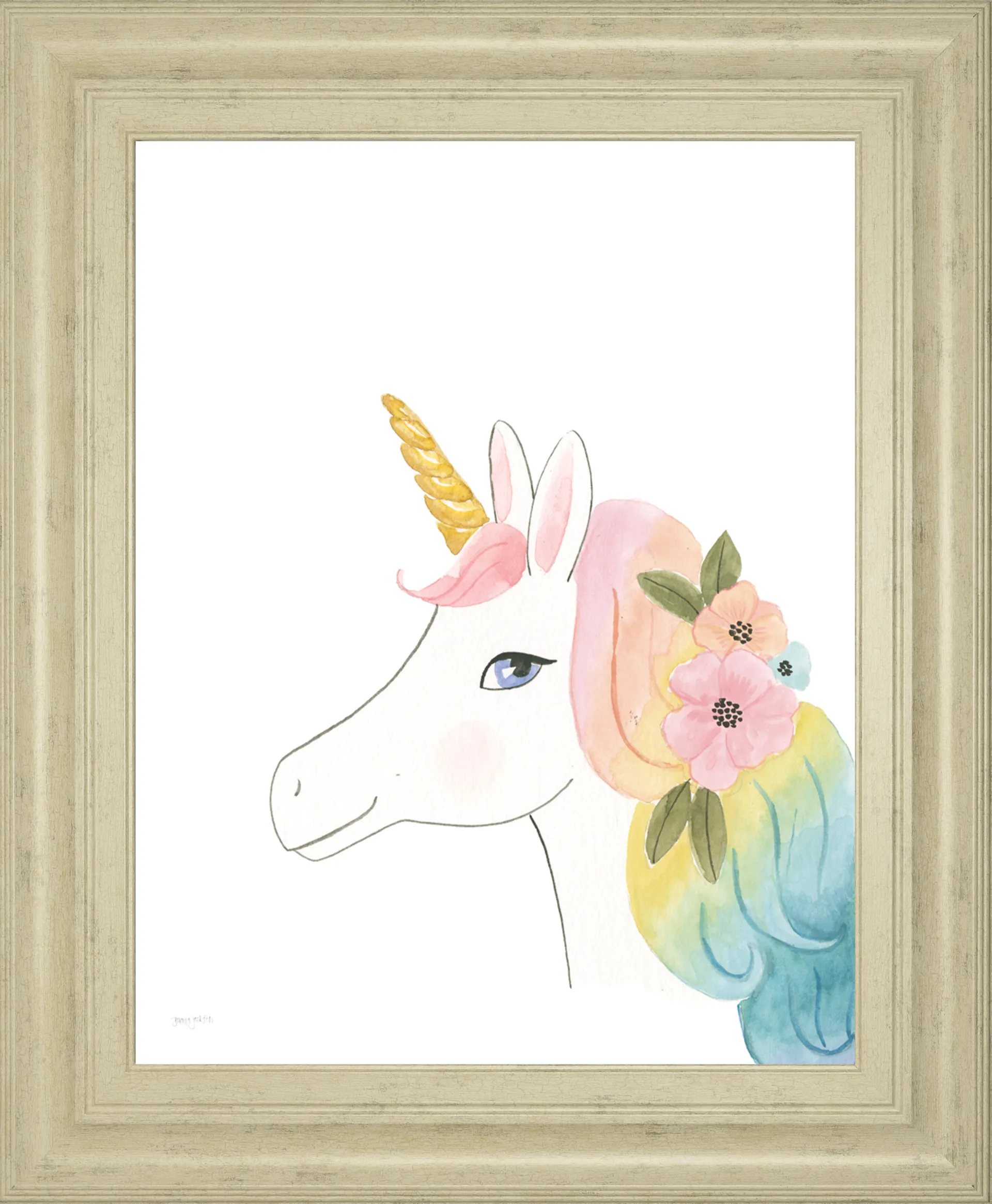 Kids Simple Unicorn Ivory Artwork - Image 1