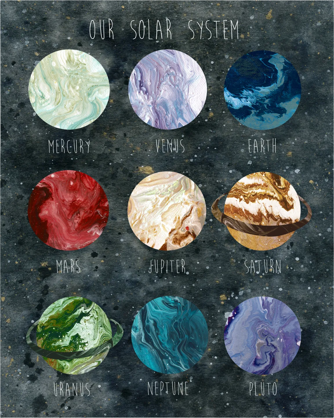 Kids Magnificent Planets Gray Artwork - Thumbnail - Image 1