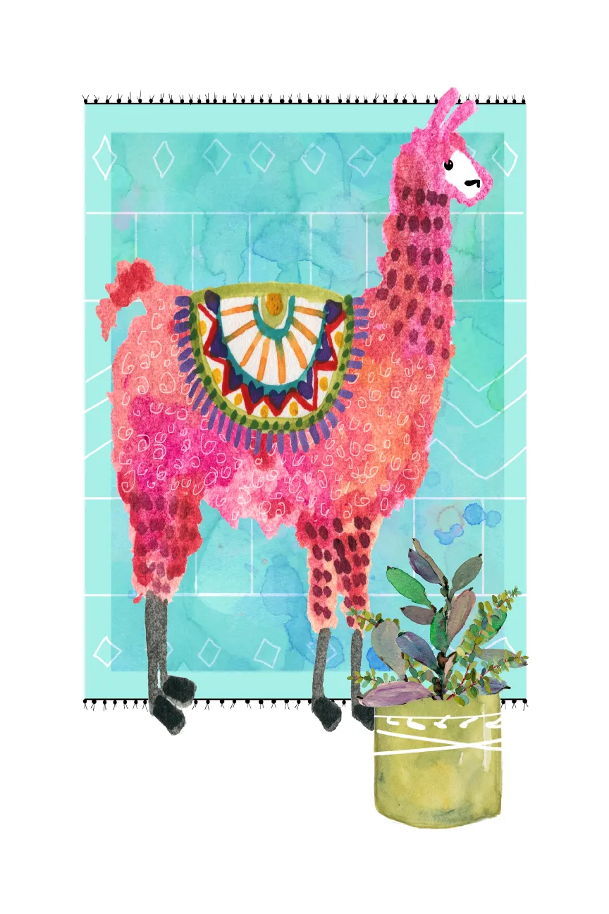 Kids Llama Snip I Blue Artwork - Thumbnail - Image 1