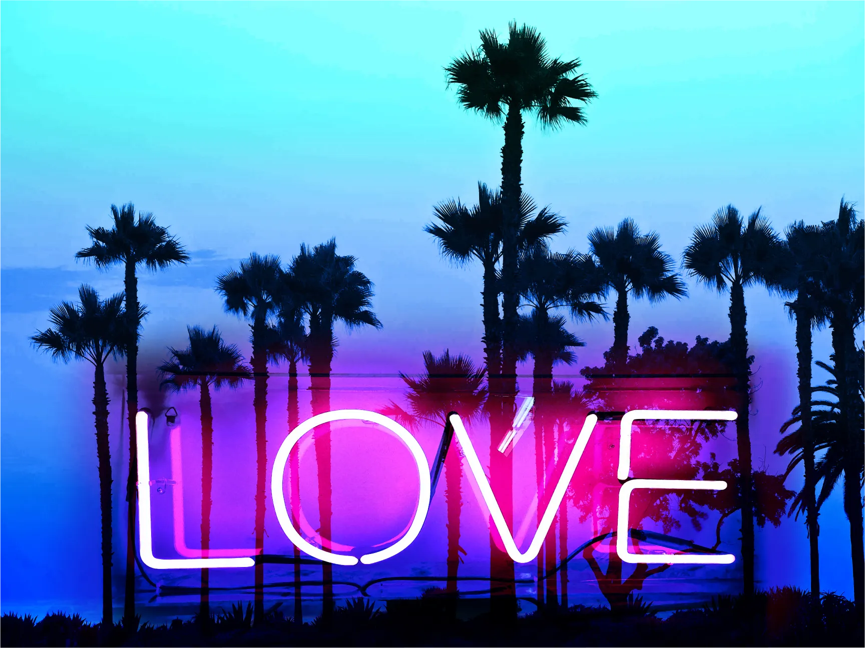 Kids Palm Beach Road Blue Artwork - Image 1