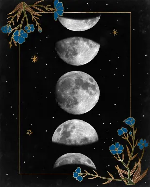 Kids Moon Flora Black Artwork