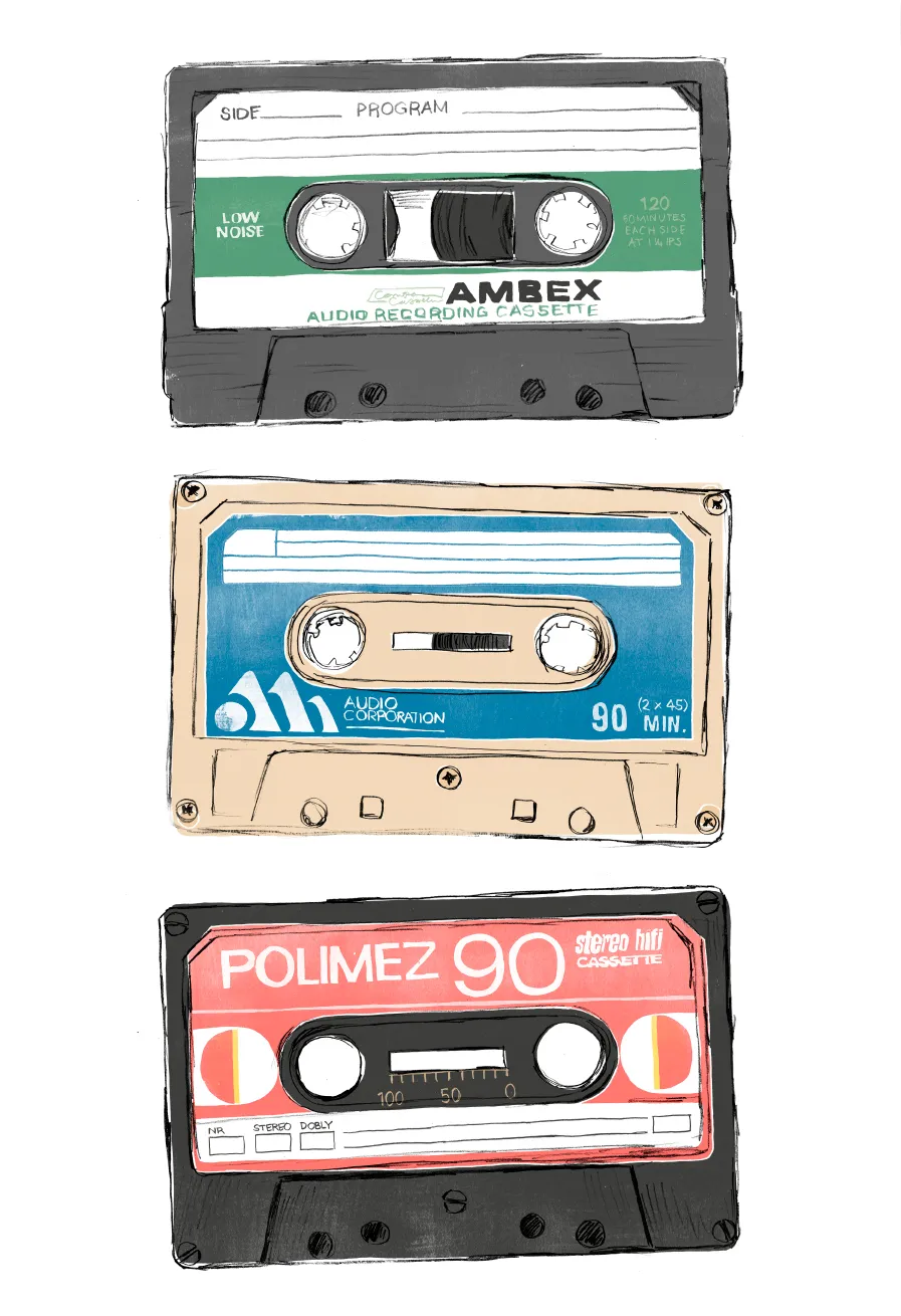 Kids Vintage Cassette White Artwork - Image 1