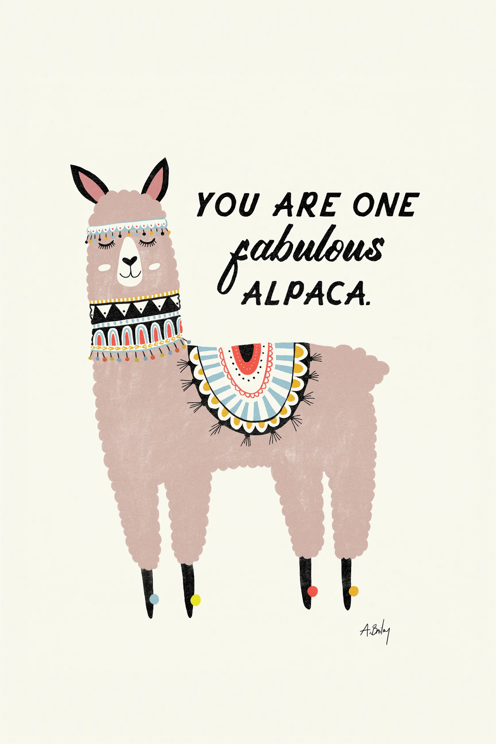 Kids Llama Pose White Artwork - Image 1
