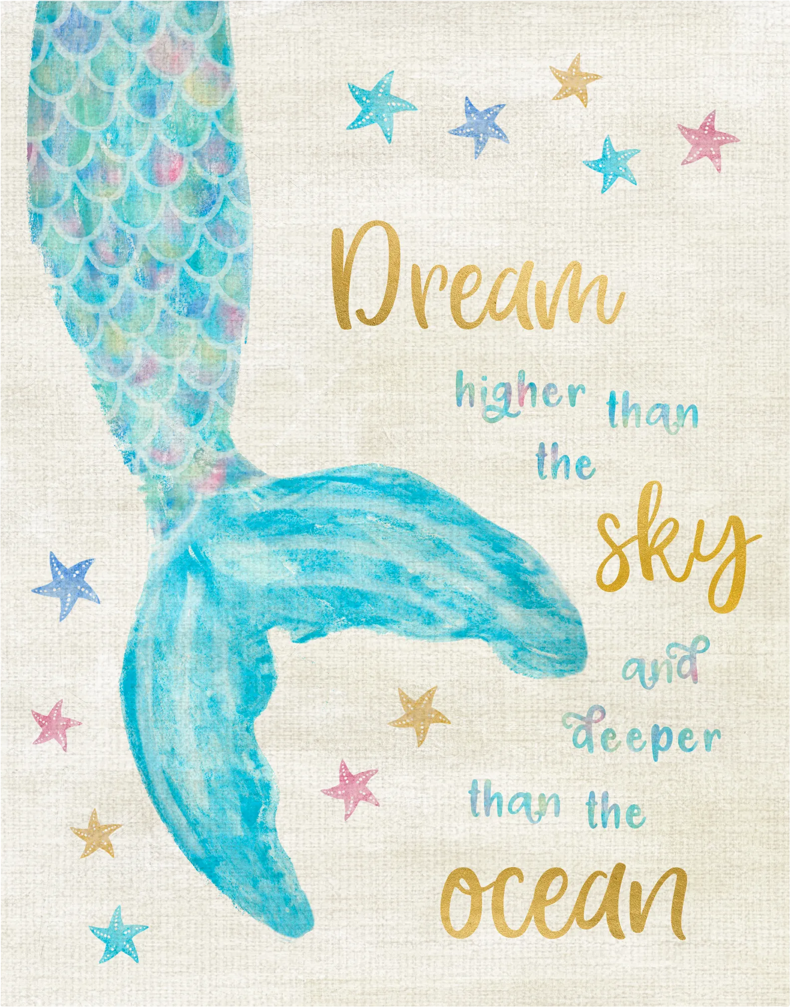 Kids Mermaid Dreams I Blue Artwork - Image 1