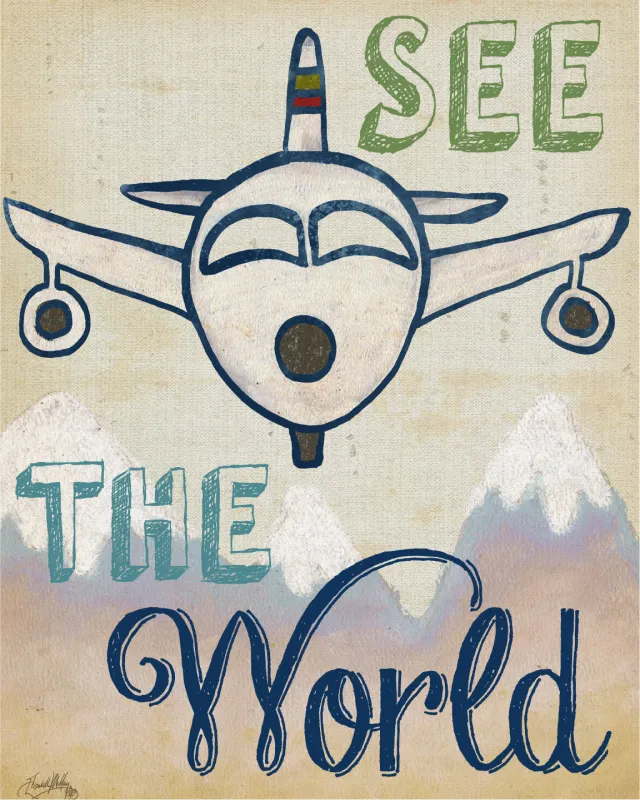 Kids Plane Tour Gray Artwork