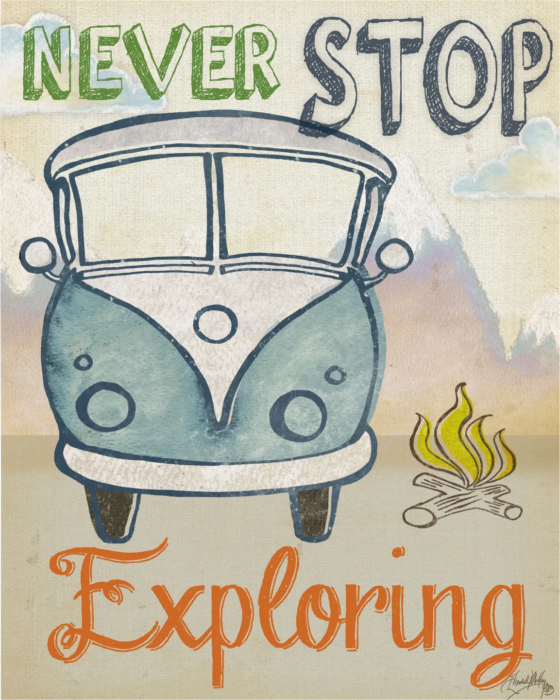 Kids Camp Roadside Gray Artwork - Image 1