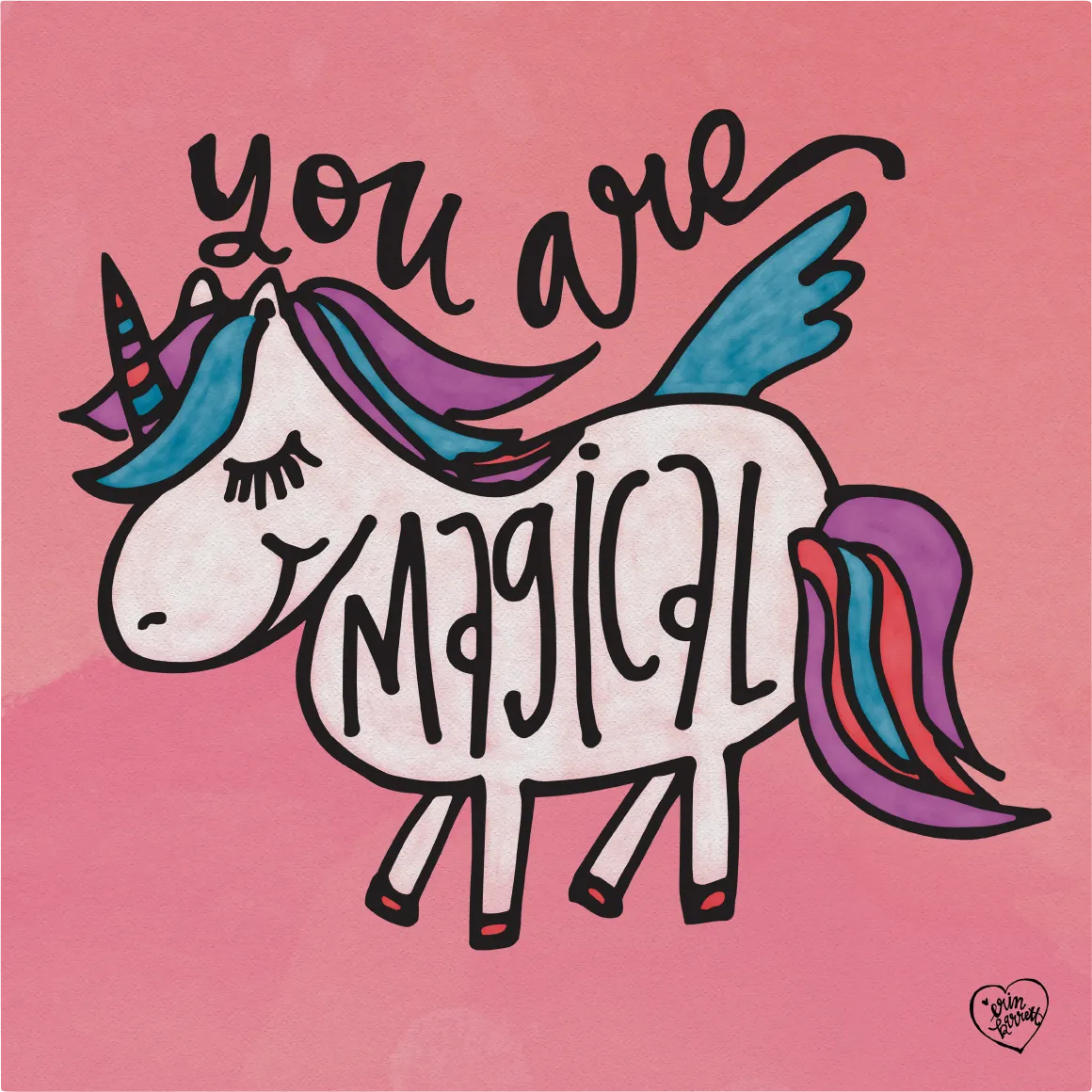 Kids Unicorn Flight Pink Artwork - Image 1