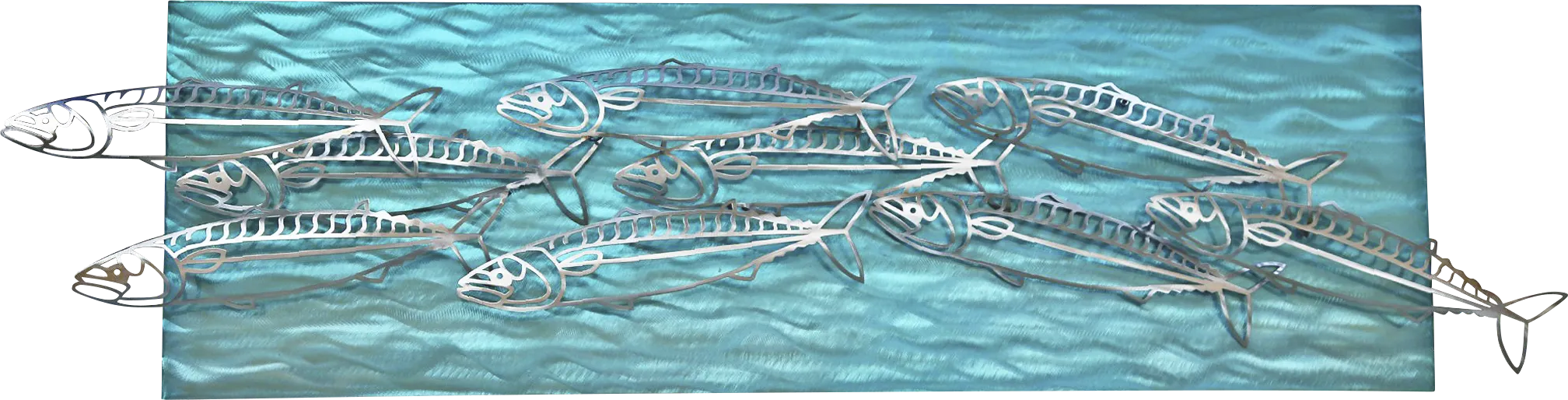 Holy Mackerel Teal Outdoor Wall Art - Thumbnail - Image 1