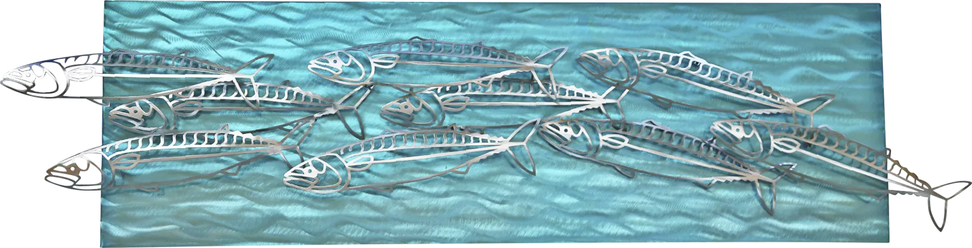 Holy Mackerel Teal Outdoor Wall Art - Image 1