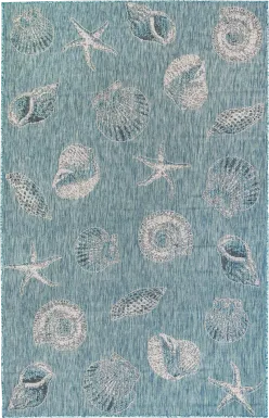 Sandfoot Point Aqua 6'8 x 9'4 Indoor/Outdoor Rug