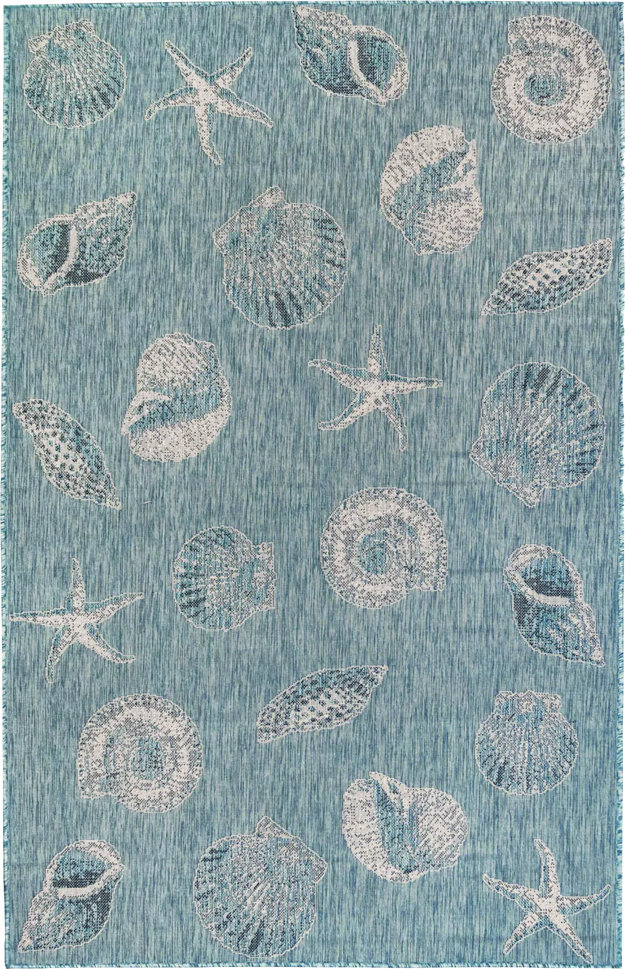 Sandfoot Point Aqua 6'8 x 9'4 Indoor/Outdoor Rug - Image 1