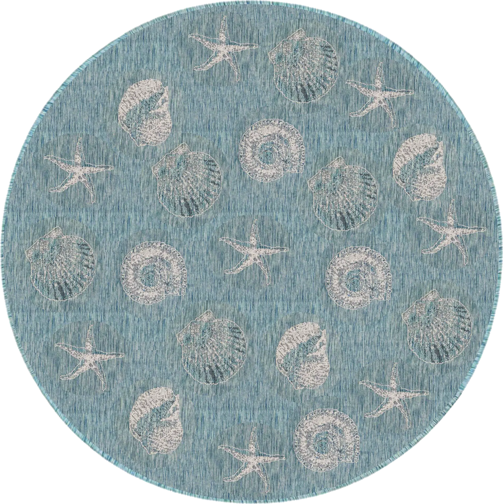 Sandfoot Point Aqua 7'10 Round Indoor/Outdoor Rug