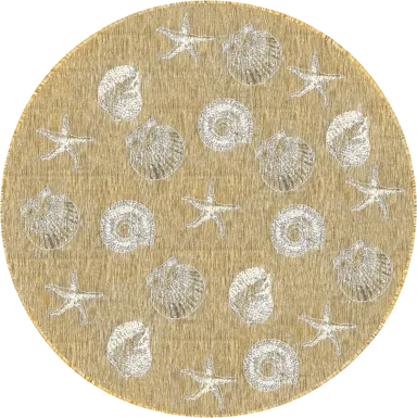 Sandfoot Point Sand 7'10 Round Indoor/Outdoor Rug