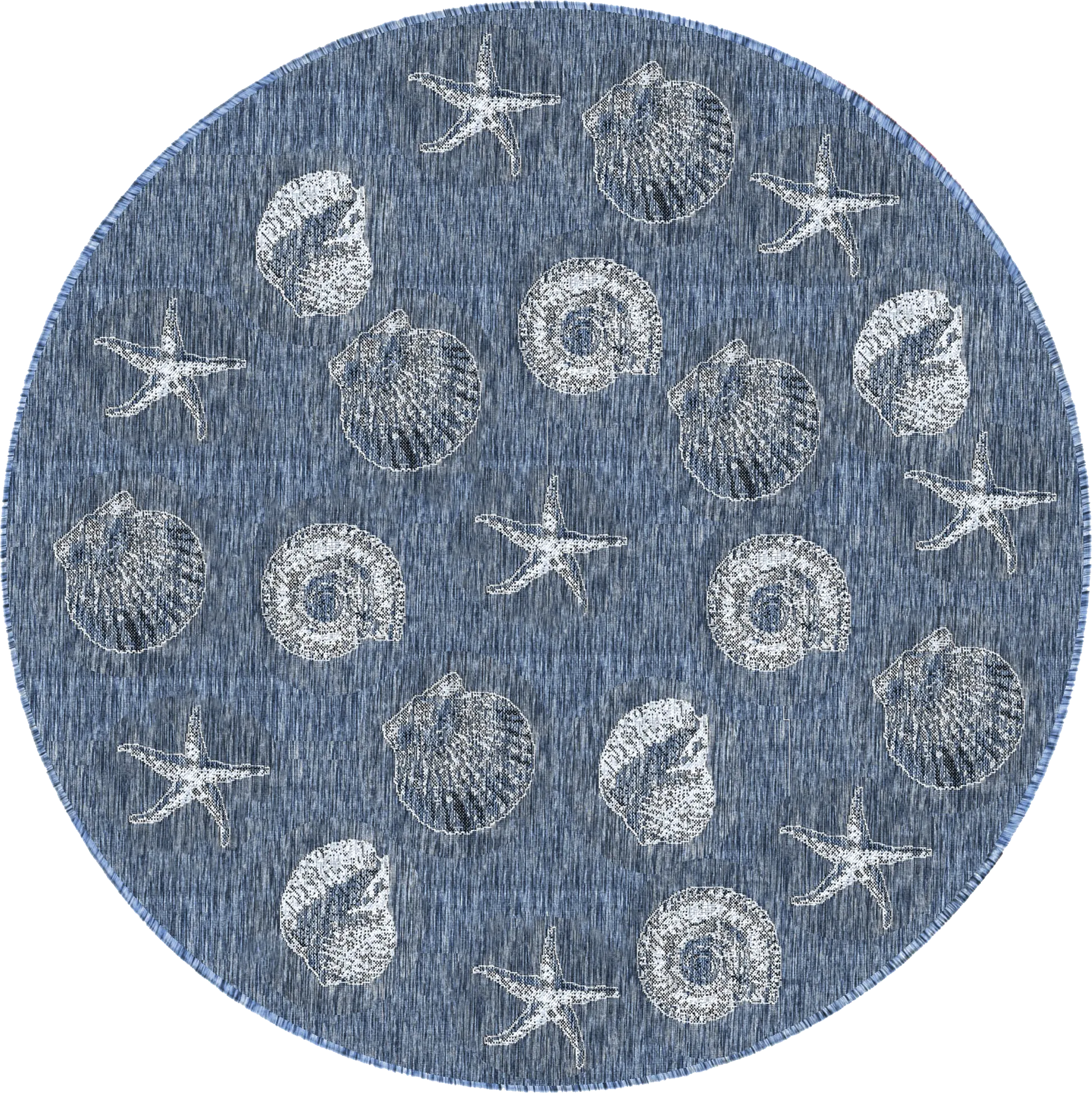 Sandfoot Point Navy 7'10 Round Indoor/Outdoor Rug - Thumbnail - Image 1
