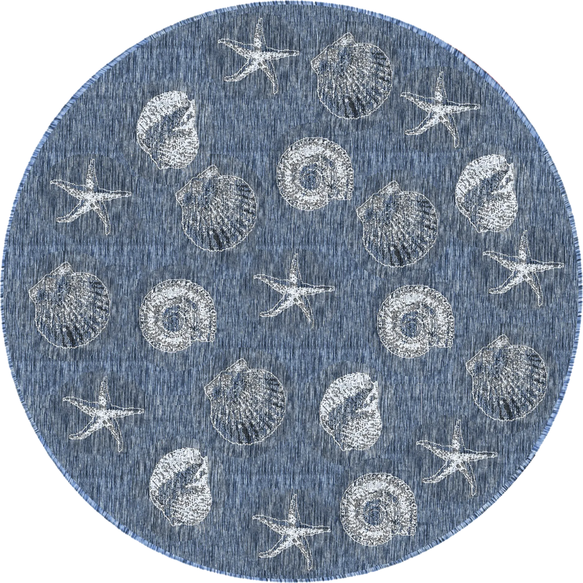 Sandfoot Point Navy 7'10 Round Indoor/Outdoor Rug - Image 1