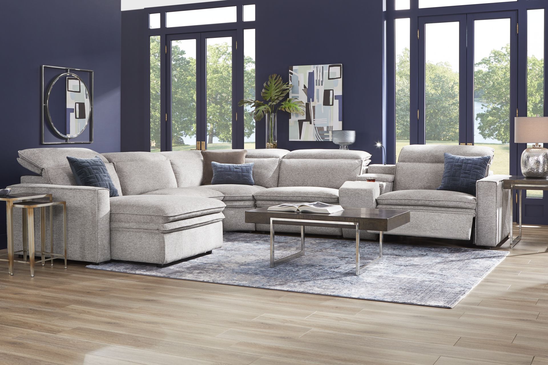 Salvator Street Gray 6 Pc Dual Power Reclining Sectional - Image 2