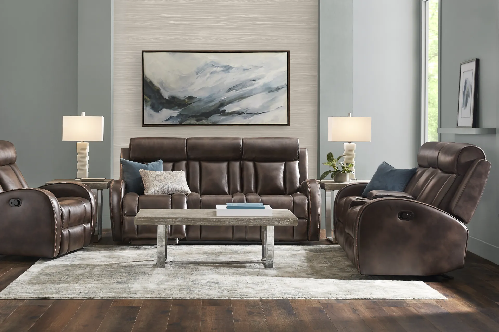 Copperfield Brown Dual Power Reclining Console Loveseat - Image 1