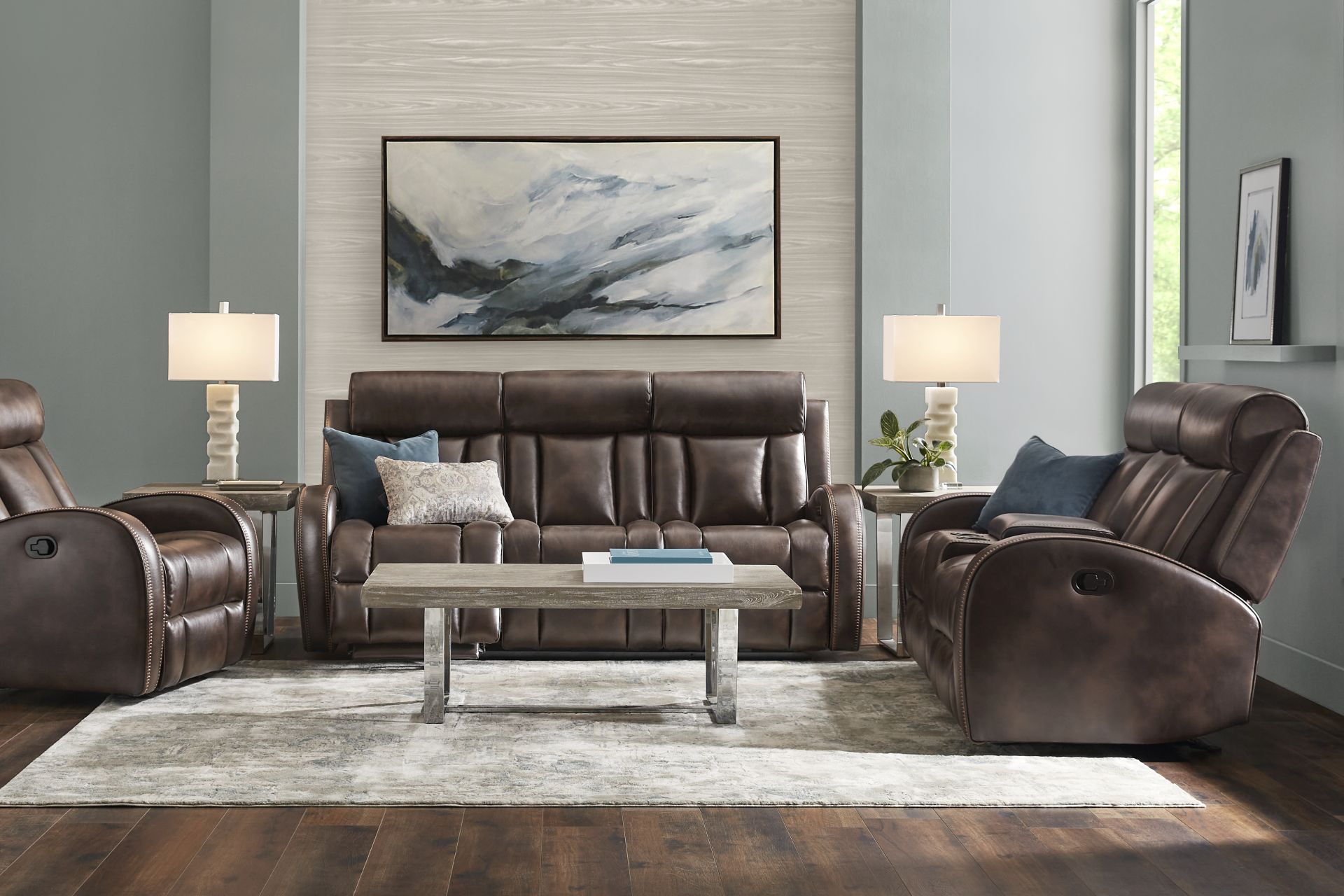 Copperfield Brown 8 Pc Living Room with Dual Power Reclining Sofa - Image 2