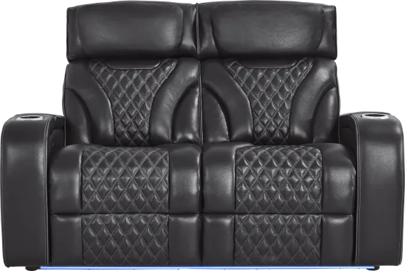 Horizon Ridge Black Leather Loveseat