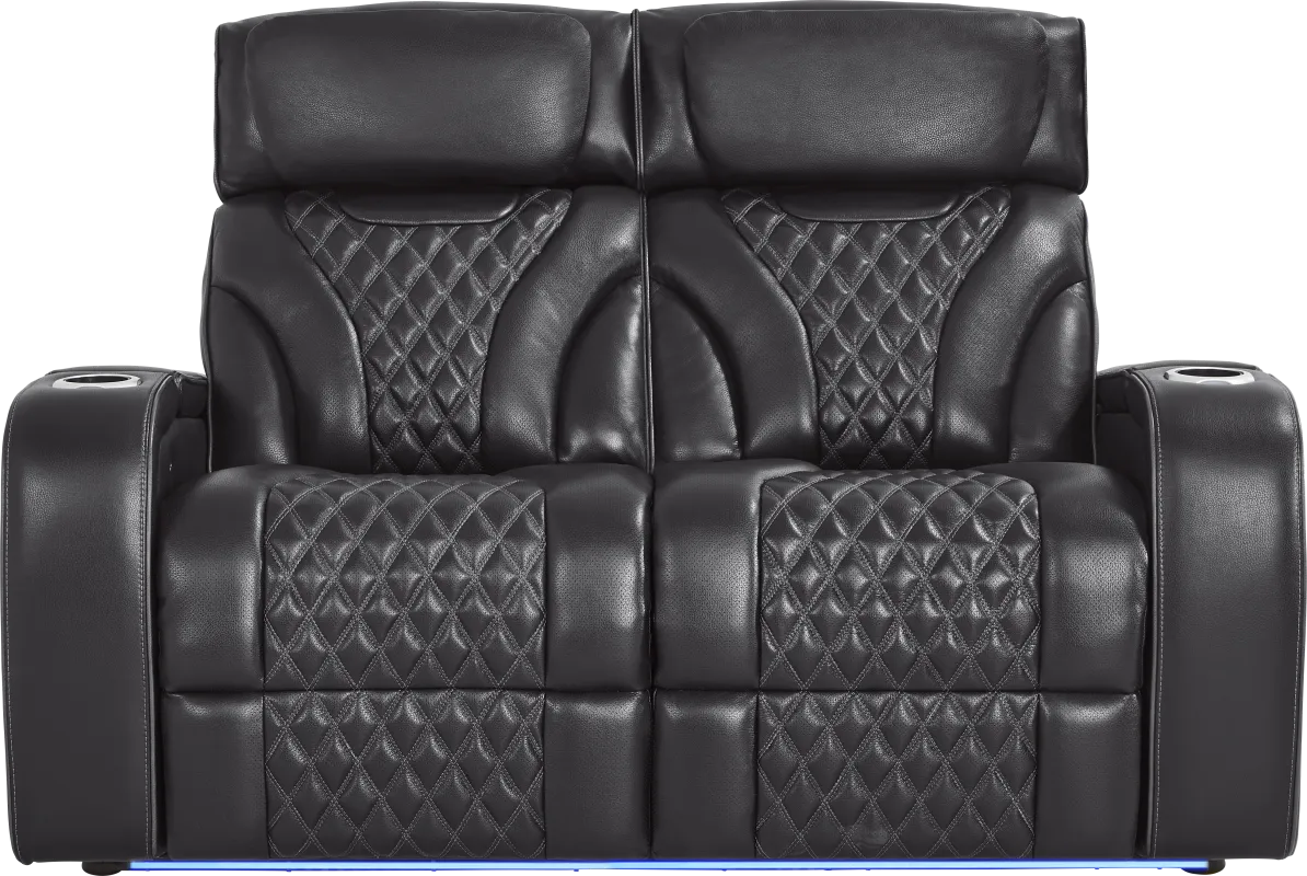Horizon Ridge Black Leather Loveseat