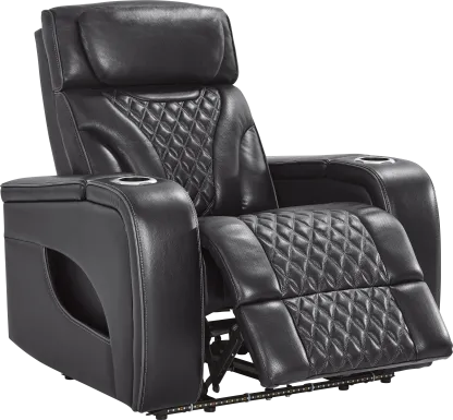Horizon Ridge Black Leather Triple Power Recliner with Massage and Heat