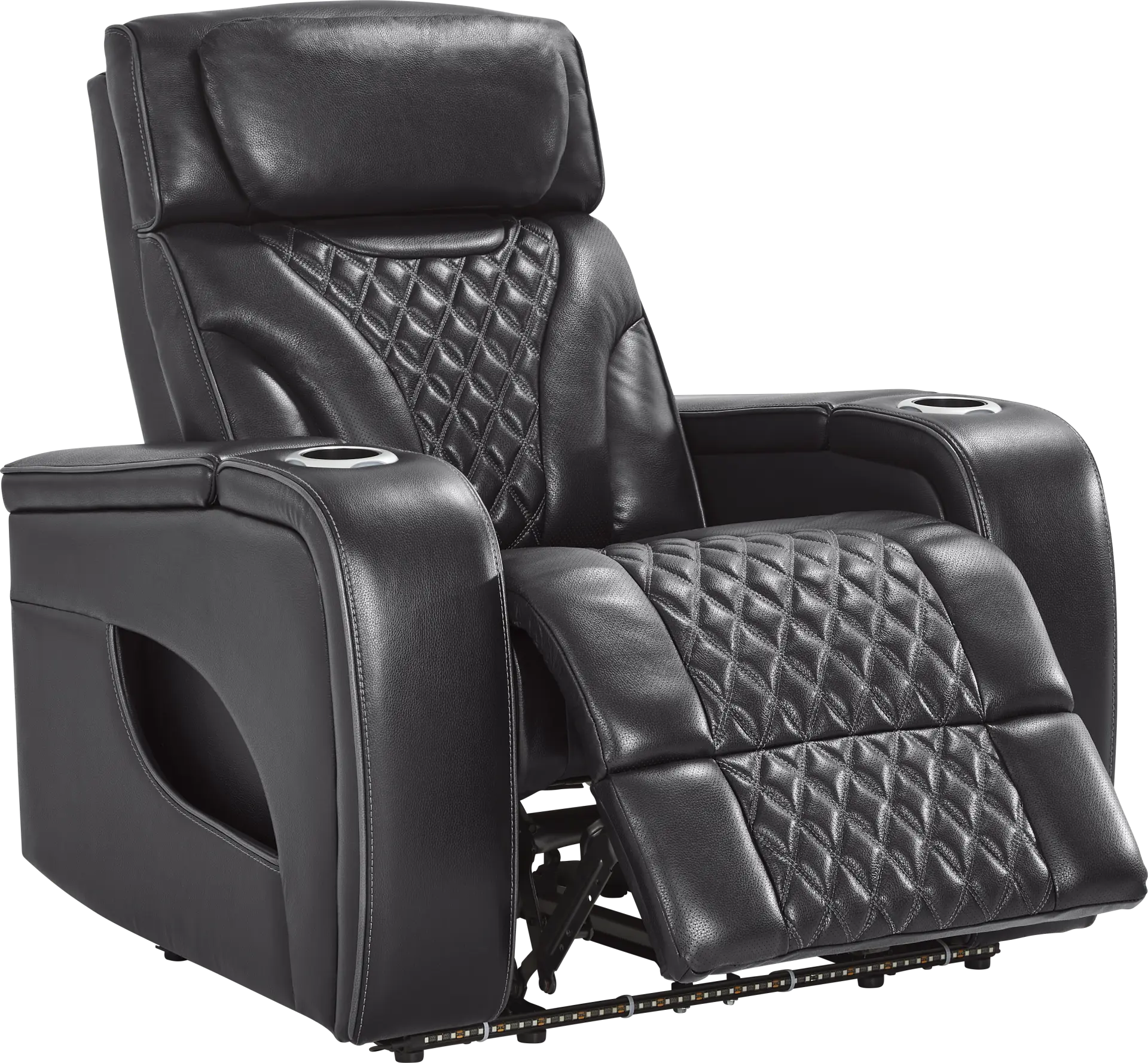 Horizon Ridge Black Leather Triple Power Recliner with Massage and Heat
