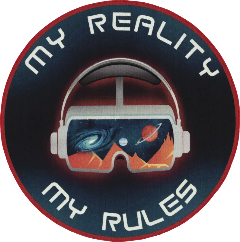 Kids Gamer Goggles Blue 5' Round Rug