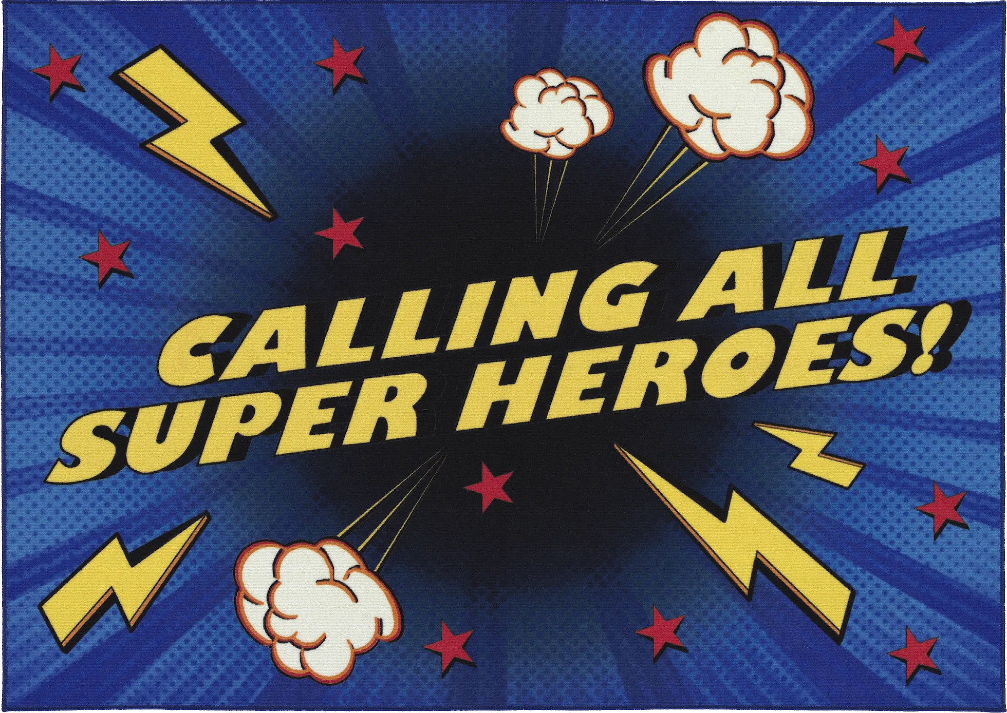 Kids Superhero Call Blue 7' x 9' Rug - Thumbnail - Image 1