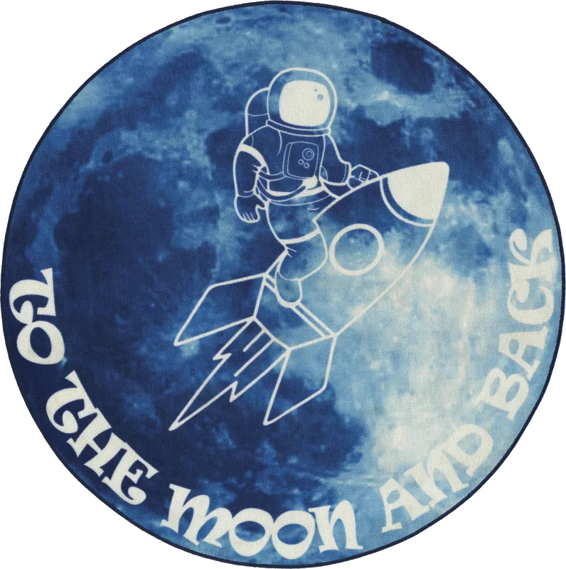 Kids Moonstruck Explorer Blue 5' Round Rug