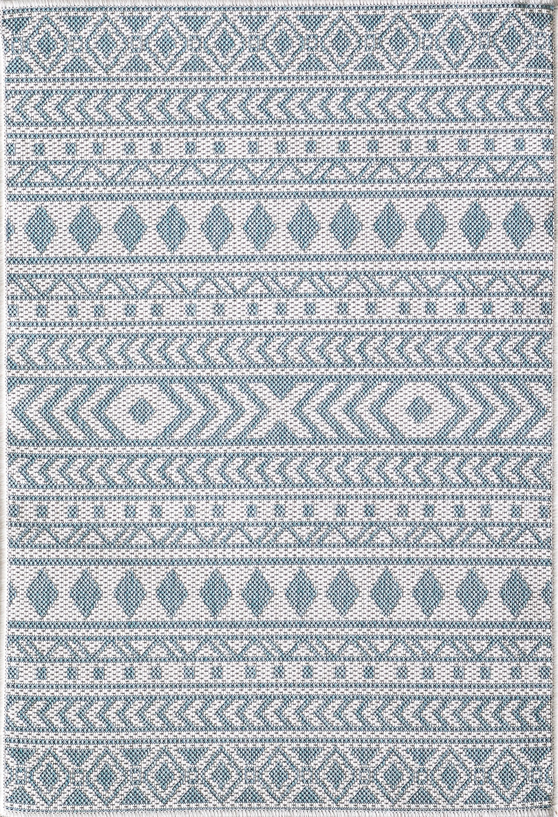 Halinora Ivory/Aqua 7'10 x 10'10 Indoor/Outdoor Rug - Image 1