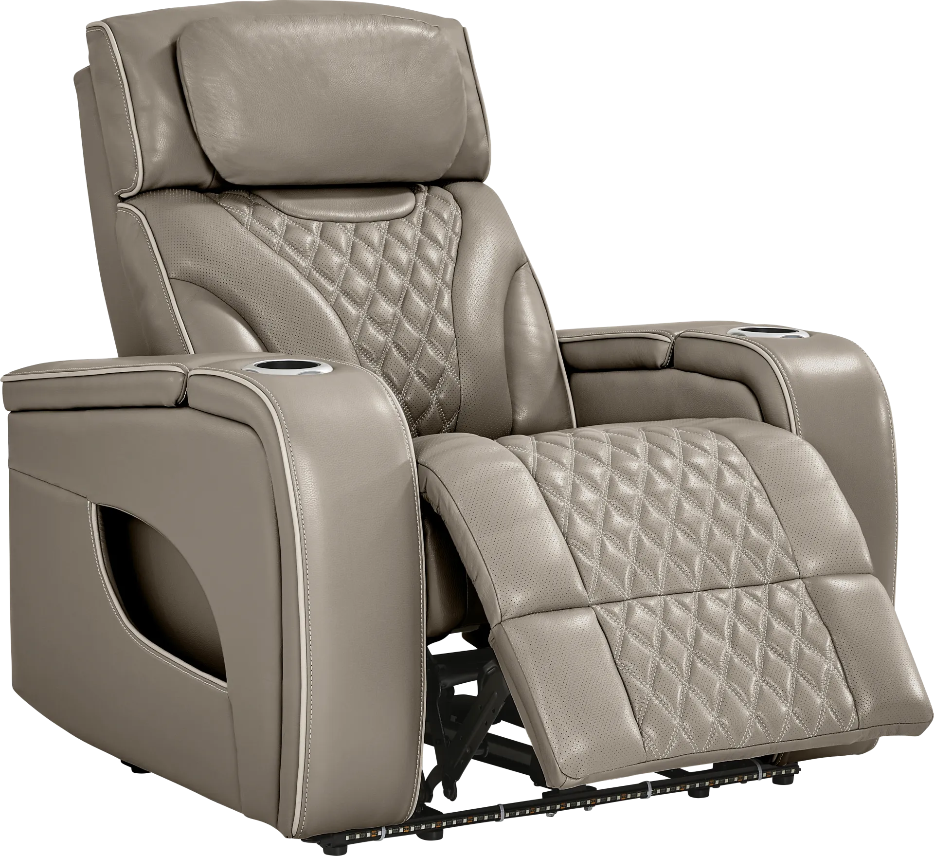 Horizon Ridge Beige Leather Triple Power Recliner with Massage and Heat - Image 1
