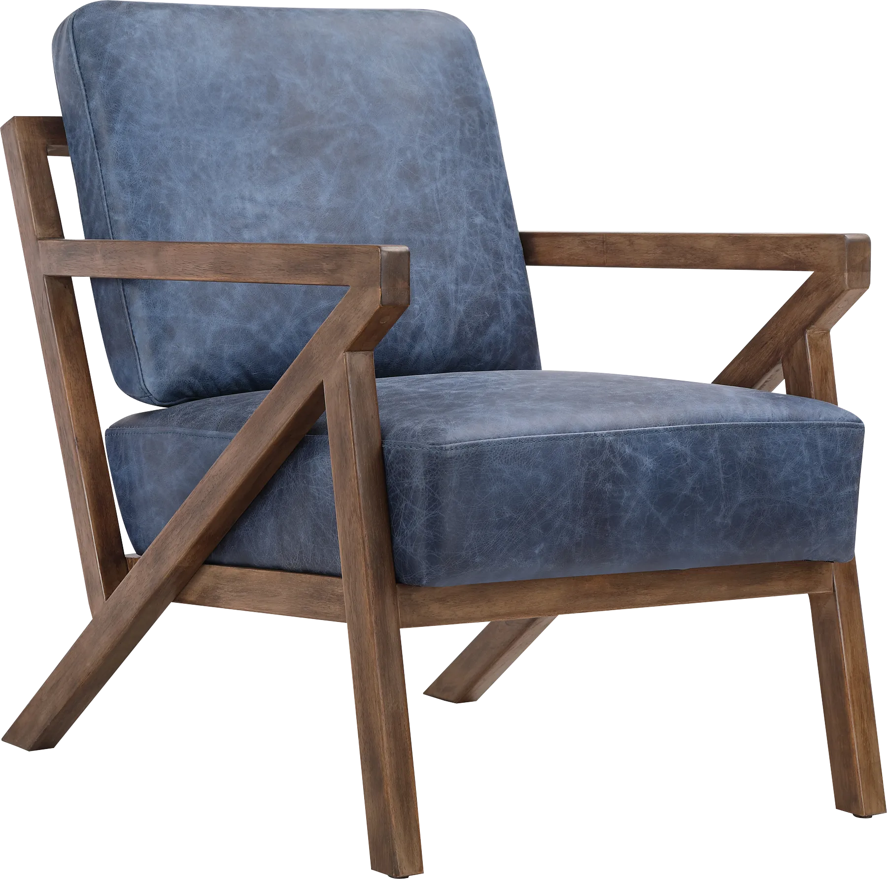 Atwell Blue Leather Accent Chair - Image 1