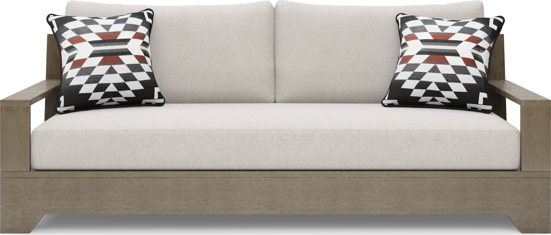Lake Tahoe Gray Outdoor Sofa with Seagull Cushions